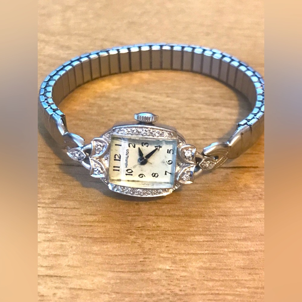 Antique platinum diamond watch